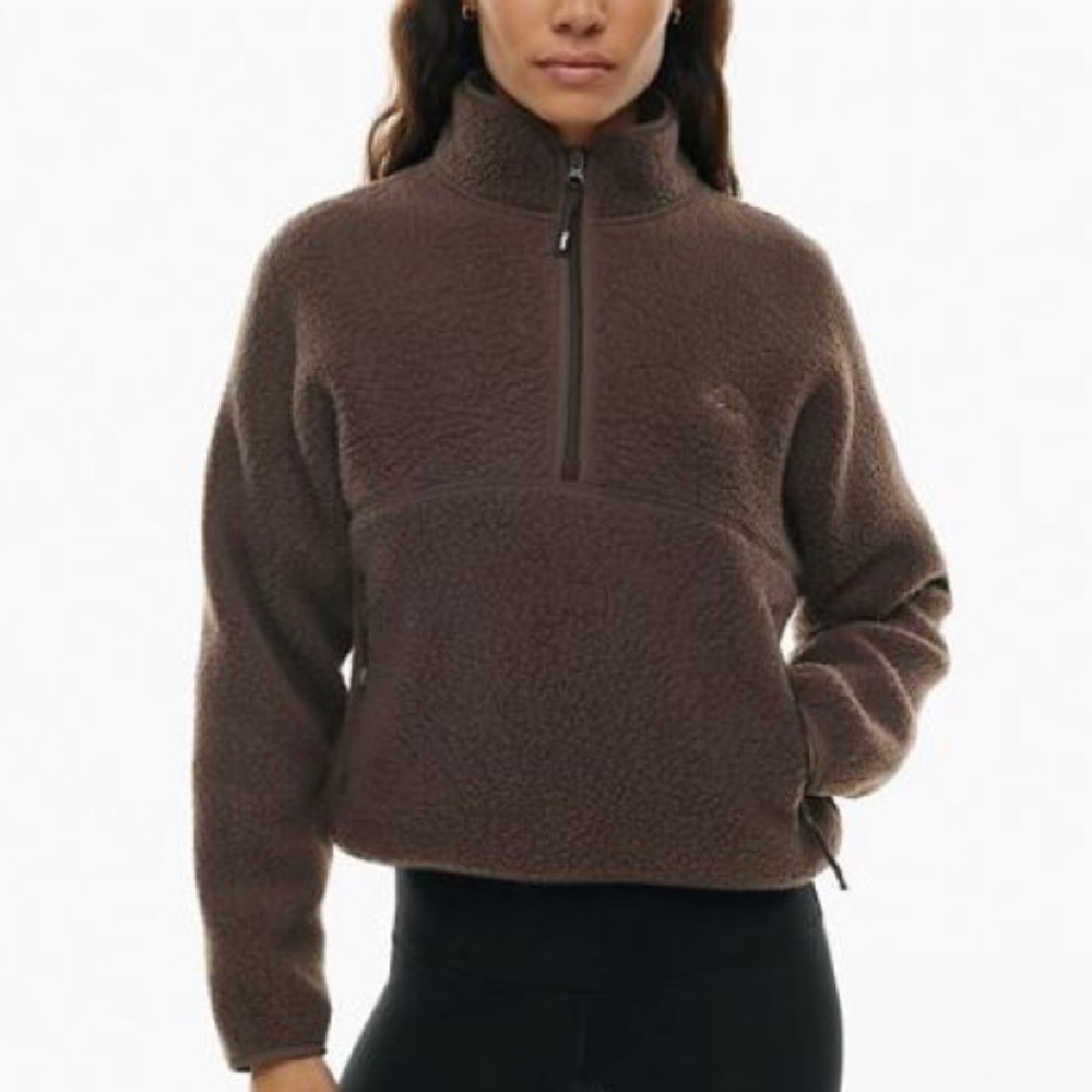 Aritzia TNA Polartec® Thermal Pro 1/2 Zip Hi-Hip Sweater in Rich Mocha Brown S